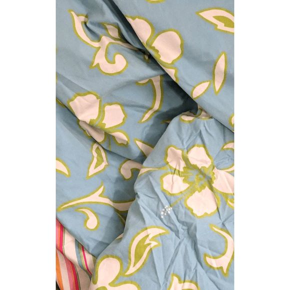 Pottery Barn Kids reversible queen duvet cover colorful stripes floral cotton - Picture 4 of 8